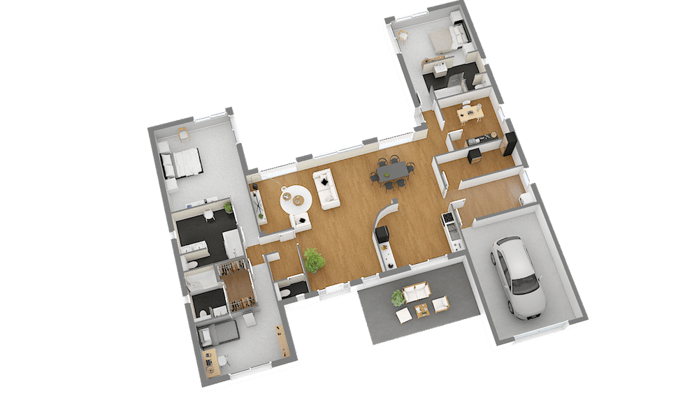 plan de maison en h